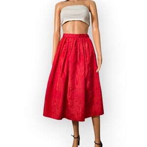 Vintage Red Midi A-Line Cocktail Skirt